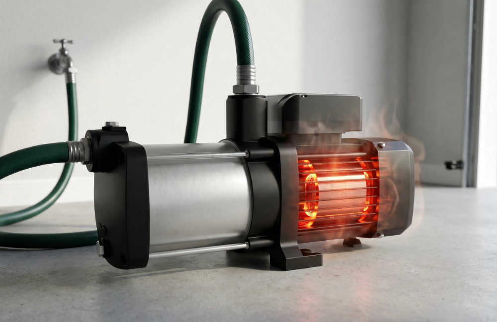 Túlmelegedő villanymotor egy szívattyún